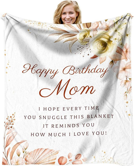 Birthday Gifts for Mom, Mom Birthday Gifts from Daughter Son, Unique Gift for Mothers Birthday, Mothers Bday Gift Fleece Blanket 60 x 50 Inch