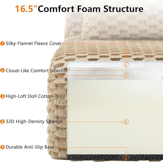 146" U-Shaped Compressed Sectional Cloud Sofa, Flannel Upholstered Modular Deep Seat Sofa with 6 Pieces, Symmetrical Boneless Foam Modular Cloud Couches for Living Room