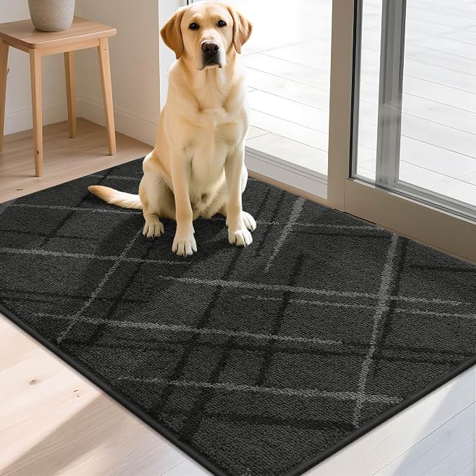 COSY HOMEER Front Door Mat Low Profile Non-Slip Doormat for Entryway, Absorbent Dirt Trapper Washable Entrance Mat, Sturdy Polyester Doormats (48"x32", Dark Gray) - Image 9
