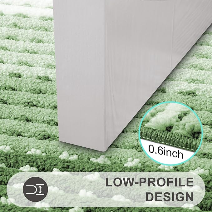 Kitinjoy Indoor Outdoor Door Mat, 48x32 Non-Slip Absorbent Dirt Trapper, Low-Profile Washable Inside Entrance Front Floor Mat, Sturdy Soft Entry Dotted Ombre Doormats for Entryway, Sage Green - Image 4