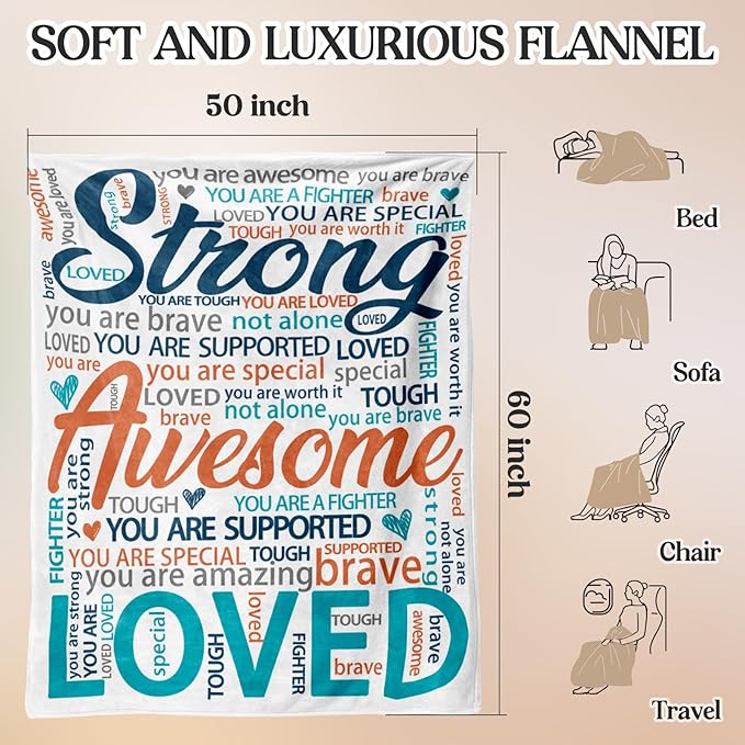 Inspirational Get Well Blanket – Super Soft Healing Throw for Women, Perfect Cancer Care Gift for Mom or Adults Recovering from Surgery 50"x60"