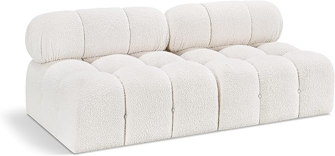 Meridian Furniture 611Cream-S68B Ames Collection Modern | Contemporary Modular Sofa with Rich Cream Boucle Fabric, Modular to Create Infinite Configurations, 68" W x 34" D x 28" H, Cream