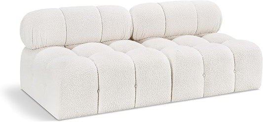 Meridian Furniture 611Cream-S68B Ames Collection Modern | Contemporary Modular Sofa with Rich Cream Boucle Fabric, Modular to Create Infinite Configurations, 68" W x 34" D x 28" H, Cream
