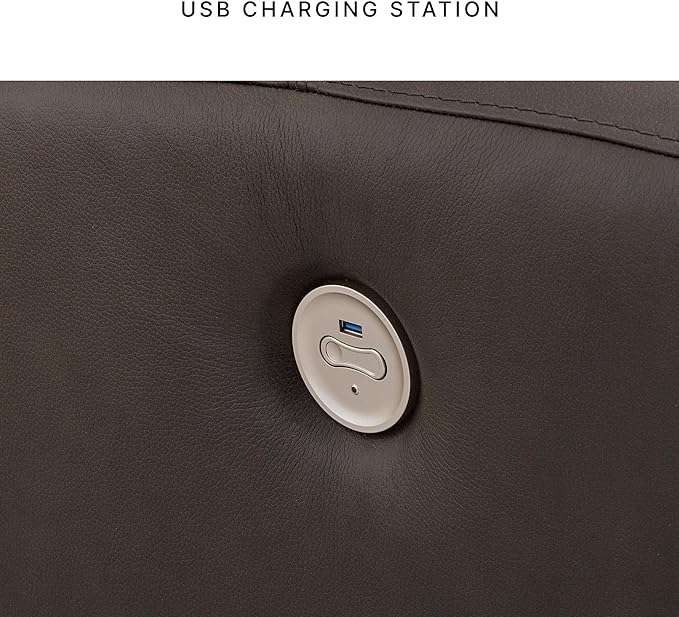 Signature Design by Ashley Boxmere Modern Leather Match Power Reclining Sofa with USB Ports, Dark Brown