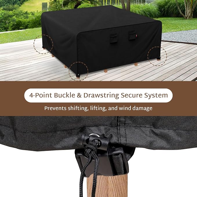 iBirdie Outdoor Patio Furniture Set Covers 86 x 86 inch Waterproof Weatherproof Square Cover, Heavy Duty 600D for Outside Dining Table and Chairs fit 7 x 7 ft, 85 x 83, 84 x 84 inch - Image 5