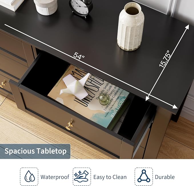 GarveeHome Black 6 Drawer Dresser for Bedroom, Simply Modern Chest of Drawers, Wood Storage Large Dresser with Deep Drawers for Living Room, Hallway Entryway - Image 9
