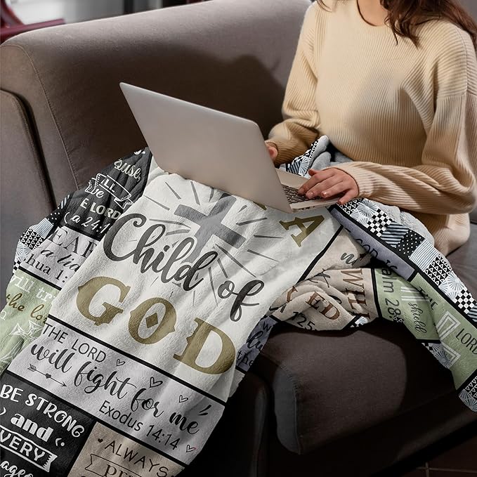 CUJUYO Christian Gifts for Men Women Blanket 50"x40" - Inspirational Religious Catholic Spiritual Present - Christmas Birthday Baptism Confirmation Gifts for Boys