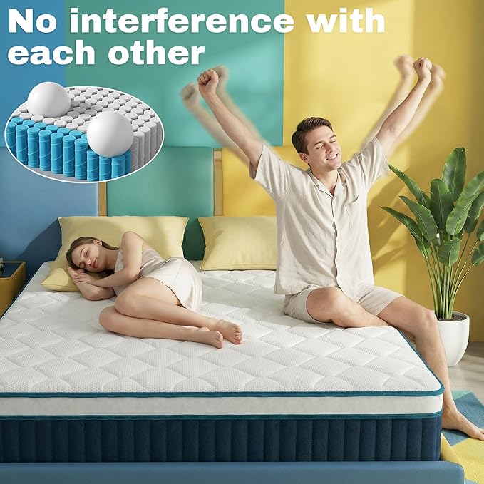 Queen Size Mattress - 12 Inch Queen Mattress- Hybrid Memory Foam Mattress,Pressure Relief, Cooling Breathable Cover, CertiPUR-US Certified, Bed-in-a-Box
