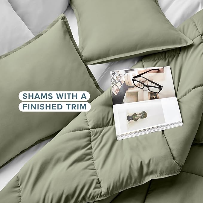 Bare Home Comforter Set - King/California King Size - Ultra-Soft - Goose Down Alternative - Premium 1800 Series - All Season Warmth (King/Cal King, Sage)