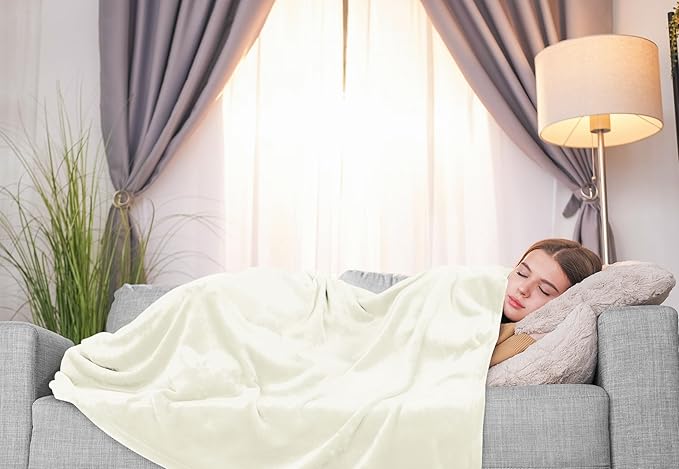 Utopia Bedding Fleece Blanket Twin Size Ivory (60x80 Inches) Ultra Soft Warm Lightweight Microfiber Breathable Anti-Static Cozy Bed Blanket, All-Season Home Decor Gift for Men & Women
