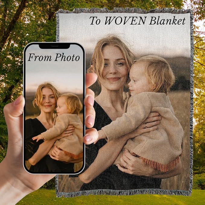Pure Country Weavers Personalized Woven Photo Blanket - Not Printed - Custom Gift Picture Tapestry Throw 100% Cotton - Made in The USA (60x80)