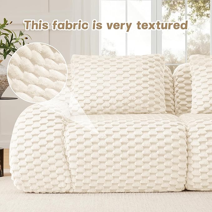 146" U-Shaped Compressed Sectional Cloud Sofa, Flannel Upholstered Modular Deep Seat Sofa with 6 Pieces, Symmetrical Boneless Foam Modular Cloud Couches for Living Room