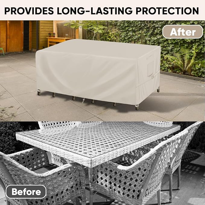 BALEINE Patio Furniture Covers, Outdoor Furniture Covers Waterproof, Heavy Duty Oxford Patio Table Cover for Outdoor Table, Chair, Sofa, Desk (Beige 98"L×78"W×28"H) - Image 7