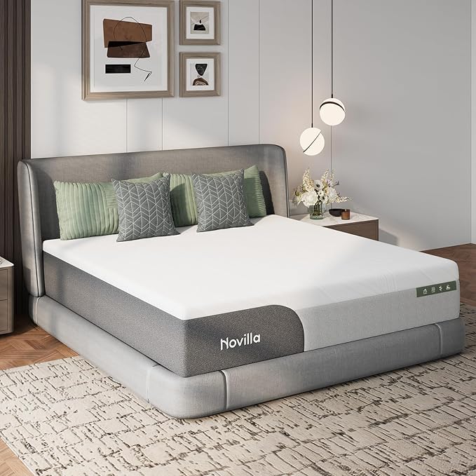 Novilla Twin XL Mattress 12 Inch, Gel-Infused Bliss Cooling Memory Foam Mattress Twin XL in a Box with Cool-Touch Nylon Cover, Pressure Relief & Body Support with CertiPUR-US Certified Foam
