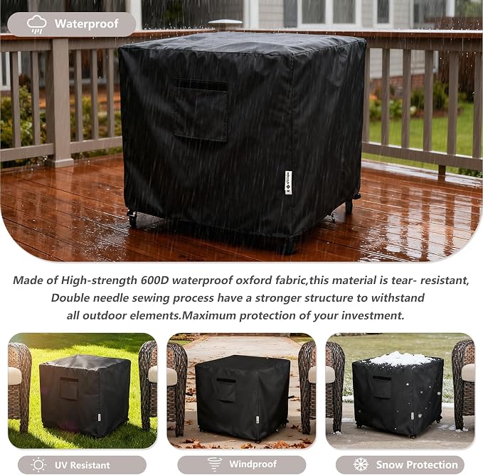 Patio Ottoman Cover,32W x 32D x 18H inch,Waterproof Square Patio Small Side Table Cover,Suitable for 3-Piece Outdoor Wicker Patio Bistro Set Side Table - Image 7