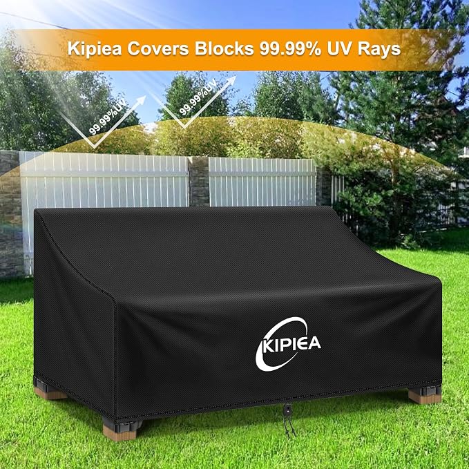 Kipiea Patio Sofa Cover, Heavy Duty Outdoor Couch Covers Waterproof Winter, 3-Seat Patio Furniture Cover Loveseat, Outdoor Sofa Covers with Anti UV and No Tears, No Fading (90"W x 42"D x 31"H) - Image 7