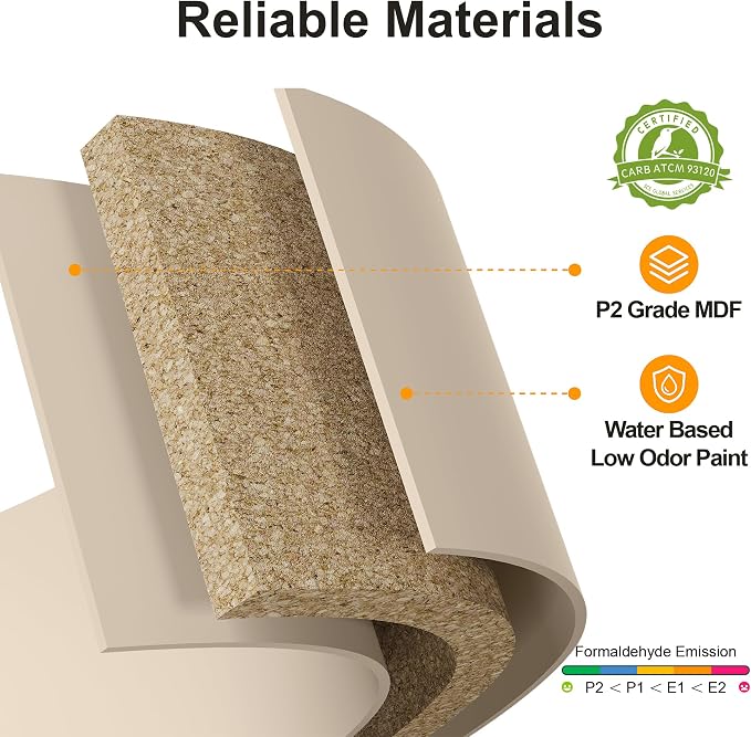 RoyalCraft 6 Drawer Dresser with Lighted Mirror, Beige Fluted Modern Wood Chest of Drawers, Long Dresser for Bedroom Storage - Image 8