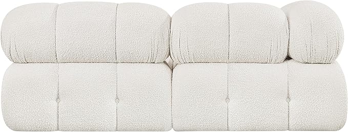 Meridian Furniture 611Cream-S68A Ames Collection Modern | Contemporary Modular Sofa with Rich Cream Boucle Fabric, Modular to Create Infinite Configurations, 68" W x 34" D x 28" H, Cream