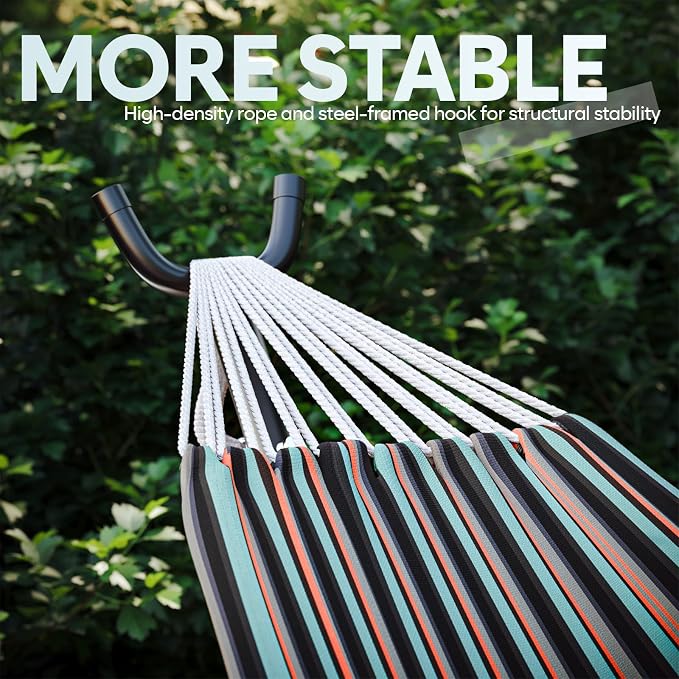 Hammock with Stand for Outside, 600lbs Portable Hammock with Carrying Bag for 2-Person Outside Patio, Heavy Duty, Easy Assembly - Image 5