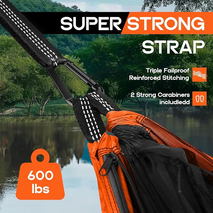 Camping Hammock Mosquito Net,Double & Single Portable Hammocks Hammocks with 2 Tree Straps,Hammock Tent for Travel Camping,Camping Accessories for Indoor Outdoor Hiking Backpacking Backyard Beach - Image 5