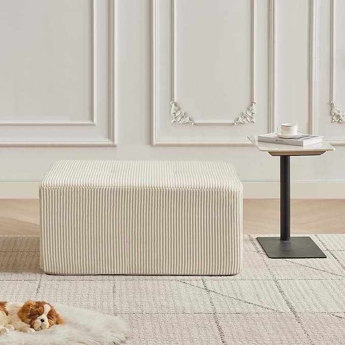 Modular Sectional Sofa with Movable Ottoman, Seat Deep Seat Couch with Pillows, Comfy Cloud Sectional Sofa for Living Room, Bedroom and Apartment (White, 1 Ottoman)