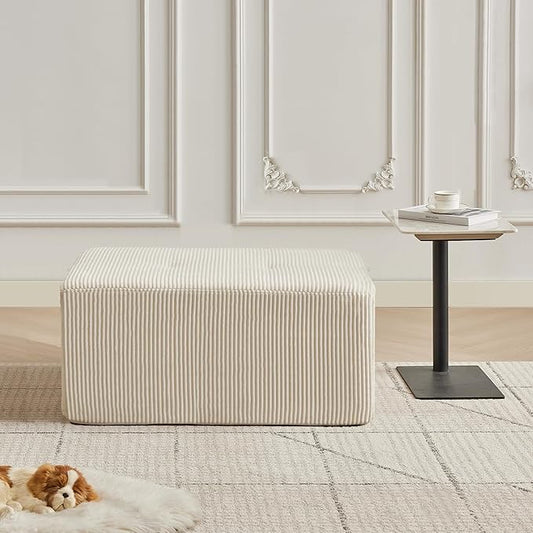 Modular Sectional Sofa with Movable Ottoman, Seat Deep Seat Couch with Pillows, Comfy Cloud Sectional Sofa for Living Room, Bedroom and Apartment (White, 1 Ottoman)