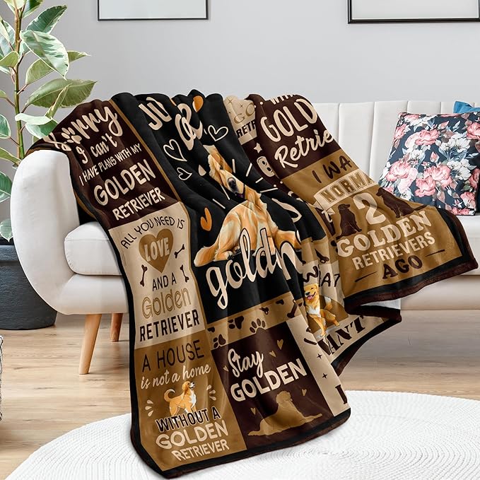 Mothers Day Golden Retriever Gifts for Women Blanket, Gifts for Golden Retriever Owners/Lovers/Mom/Kids/Dog for Birthday Soft Decor Throw Blanket 50"x60"