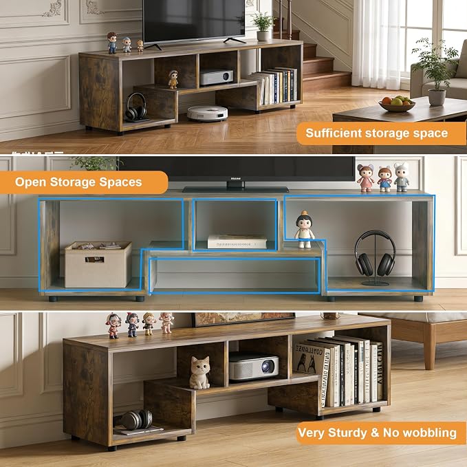 Lightdot TV Stand for TVs up to 55'', Modern Entertainment Center with Storage Open Shelf Large capacity for collection, Media Table TV Console for Living Room/Bedroom/Sofa Cabinet,Easy Assembly-Amber - Image 7