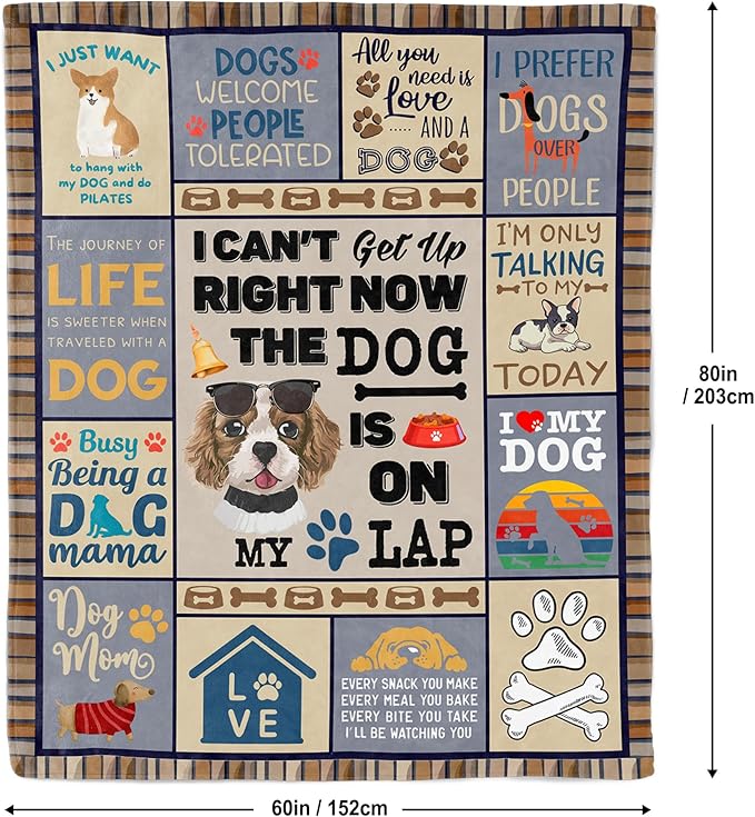 Dog Lover Gifts for Women, Dog Mom Gifts for Women, Dog Throw Blanket 60"x80", Presents for Dogs Lovers/Mom, Presents for Dogs Owners Blanket, Doggie Blanket