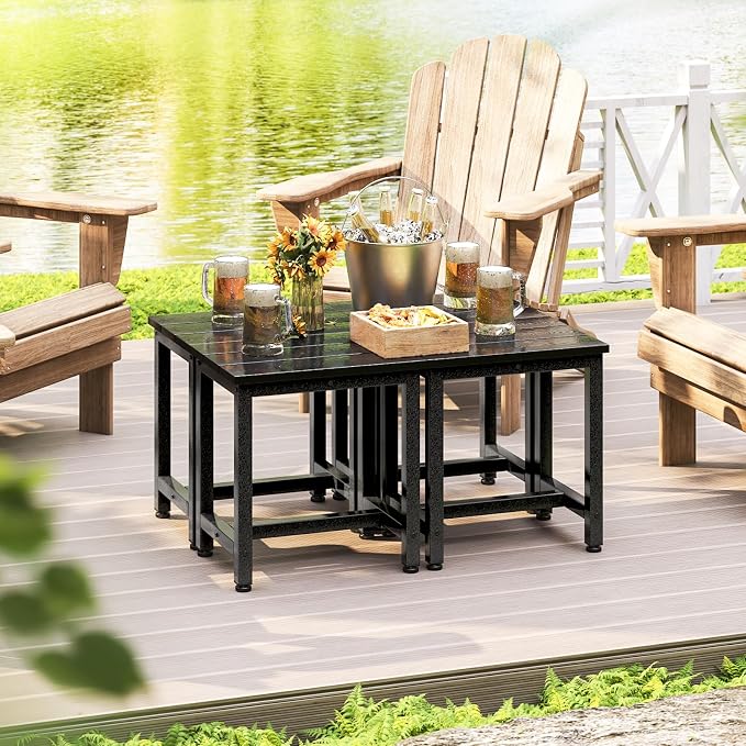 ODK Outdoor Side Tables Set of 2, Adirondack Patio End Table with Weather-Resistant Waterproof Top for Hot Tub Garden, Balcony, Poolside, 2PCS, Black - Image 5