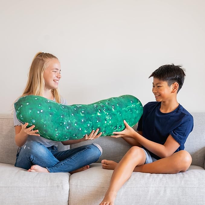 Much Comfort 37" 3D Dill Pickle Throw Pillow - Made with Super Soft & Ultra Premium Fabric - Cute, Comfortable, Plush, Stuffed Body Cushion for Home Decor or Pregnant Women - Best Funny Gift - Large