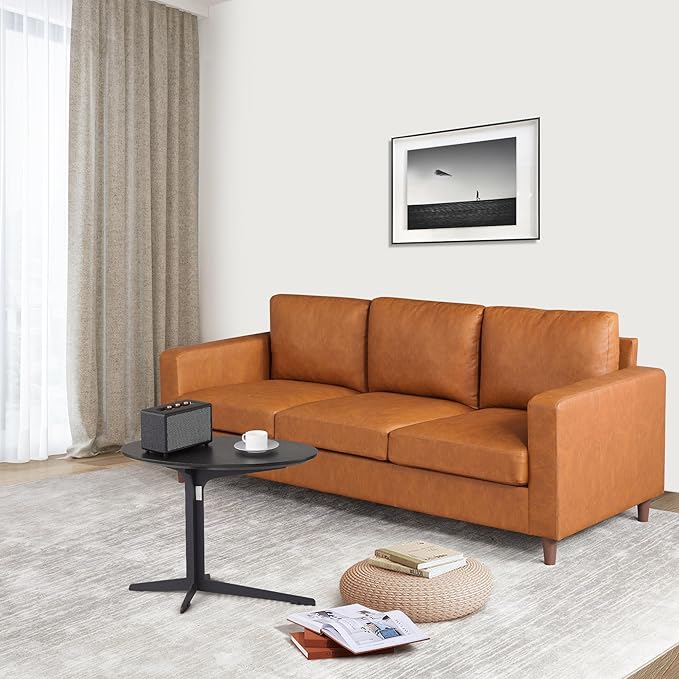 IDEALHOUSE 85" Leather Couch for Living Room, Modern Sofa Couches with Padded Backrest, Upholstered Sofa with Armrests and Comfy Cushions, Deep Seat Sofas for Living Room, Bedroom, Office