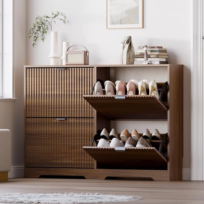BORNOON Large Shoe Cabinet for Entryway, Shoe Rack Cabinet with 4 Flip Drawer and Adjustable Shelves for Small Apartment, Foyer by BORNOON