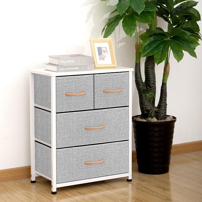 AZL1 Life Concept Dresser Storage Furniture Organizer-Large Standing Chest for Bedroom, Office, Entryway, Living Room and Closet-4 Removable Fabric Drawers, Light Grey - Image 4