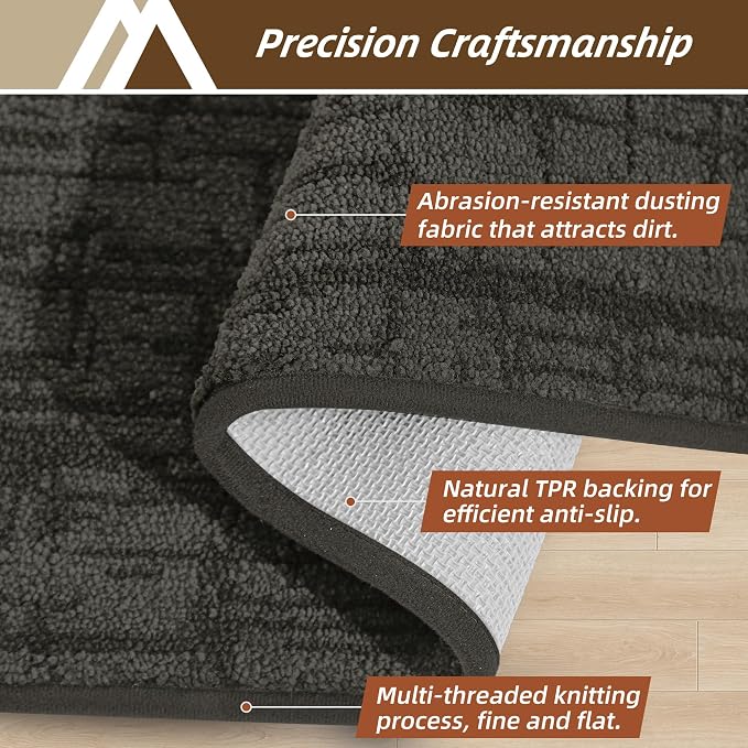 COSY HOMEER-Door-Mat Dirt Trapper Entryway Rugs 24"x36" Non Slip Washable Entrance Mats Absorbent Welcome Mat Low Profile Dog Door Mats for Front Back Doomats and Wet Shoes,Dark Grey - Image 2