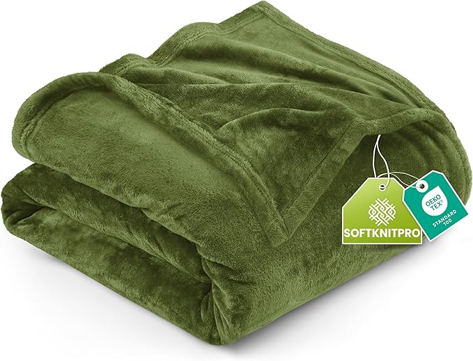 Utopia Bedding Fleece Blanket Twin Size Olive (60x80 Inches) Ultra Soft Warm Lightweight Microfiber Breathable Anti-Static Cozy Bed Blanket, All-Season Home Decor Gift for Men & Women