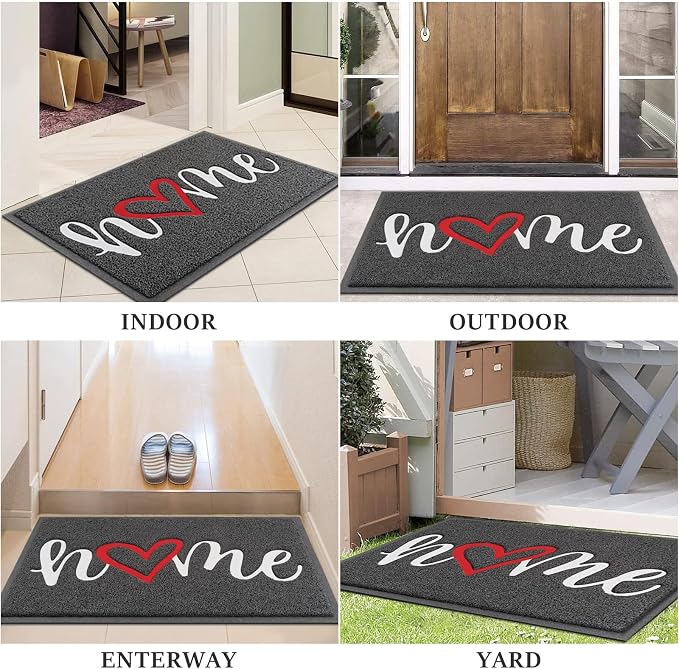 BeneathYourFeet Door Mat, Welcome Mat Low Profile Floor Mat Front Doormat Indoor and Outdoor Doormat Non Slip Rugs for Entryway, Patio, High Traffic Areas (36"x24", Grey-Home) - Image 7