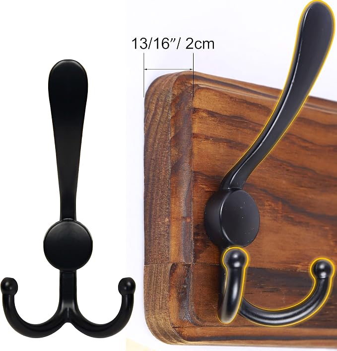 SKOLOO Rustic Large Wall Mounted Coat Rack-38.6'' Long Coat Rack for Wall, Pine Solid Wood Coat Rack Hook, Farmhouse Coat Hanger Wall Mount for Hanging Jacket Coat Hat, Pack of 2 - Image 7