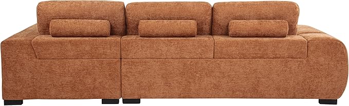 Coaster Home Furnishings - Octavia - Wood - Upholstered Sectional Sofa with Waterfall Seating, Grid Tufting, Reversible Back Cushions and Accent Pillows - Living Room - Orange - 509350