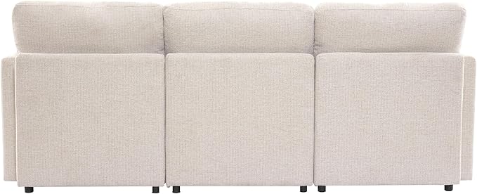 Eafurn 6 Seater Reversible Modular Sectional Sofa Convertible Sleeper Couch Bed, Free Combination Chenille Upholstered Corner Sofa Couches with USB Ports and Detachable Cushions (Beige)