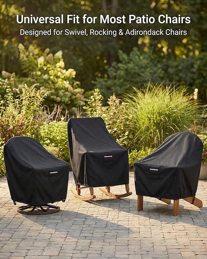 Outdoor Patio Chair Covers 4-Pack, Heavy Duty 600D Oxford Fabric, Weather Resistant Waterproof Furniture Protectors, Black, 35x37x36 inches - Image 5