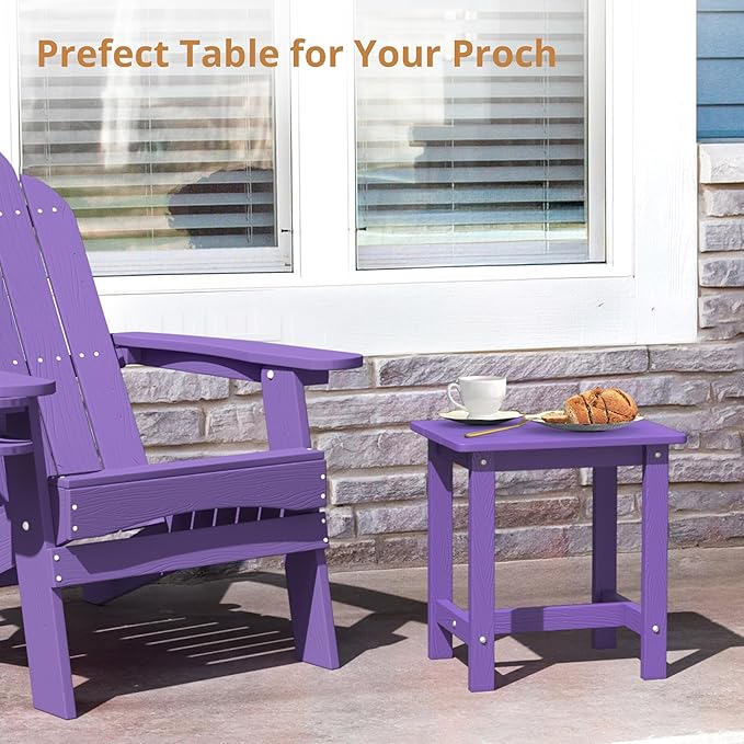 LUE BONA Outdoor Side Table Set of 2, HDPS Small Outdoor Table, Adirondack Side Table, Outside End Table for Patio, Porch, Deck, Pool, Weather Resistant/Easy Maintenance, Purple - Image 5