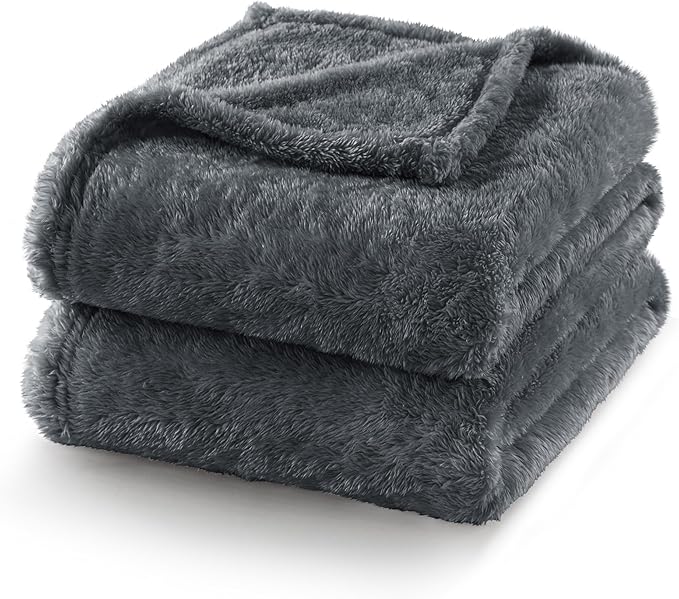 Exclusivo Mezcla Plush Fuzzy Fleece Bed Blanket King Size, Super Soft, Fluffy and Warm Blankets for Couch, Bed, All Season (Dark Grey, 90x104 inches)