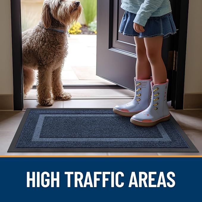 OLANLY Front Door Mat Indoor Outdoor Entrance, Waterproof All-Season, All-Weather Doormat, Sturdy Natural Rubber, Fade Resistant, Low Profile, Easy Clean Patio Porch Entryway Mat, 59x30, Blue - Image 7