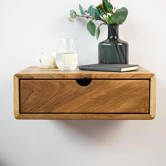 Ultimate Premium Products Walnut Nightstand: Warmth & Solidity | Matte Walnut Lacquer Finish | Spacious Storage Drawer | Ideal for Classic Decor Styles | Small - Image 4