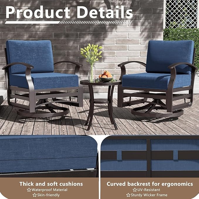 Patio Furniture Set 10 Seats Aluminum Armrest Sofa, Modern Outdoor Living Room Set with 55000 BTU Propane Aluminum Fireplace, Outdoor Rotary Joystick with Thick Cushion