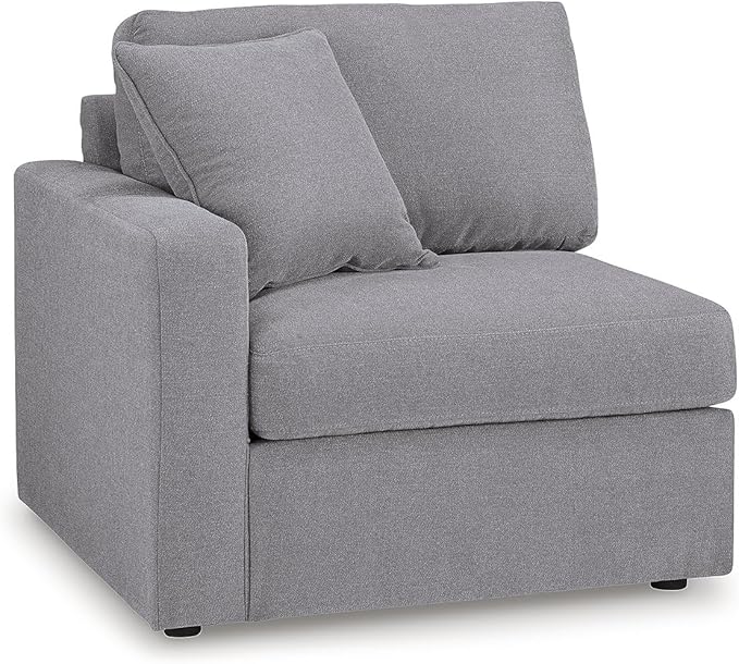 Signature Design by Ashley Modmax Contemporary Stain Resistant Left-Arm Facing 6-Piece Sectional with Audio Console, Armrest, Throw Pillows, Storage, Reversible Cushions and USB Port, Gray