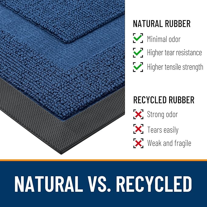 OLANLY Front Door Mat Indoor Outdoor Entrance, Waterproof All-Season, All-Weather Doormat, Sturdy Natural Rubber, Low Profile, Easy Clean Patio Porch Entryway Mat, 29.5x17, Navy Blue - Image 4