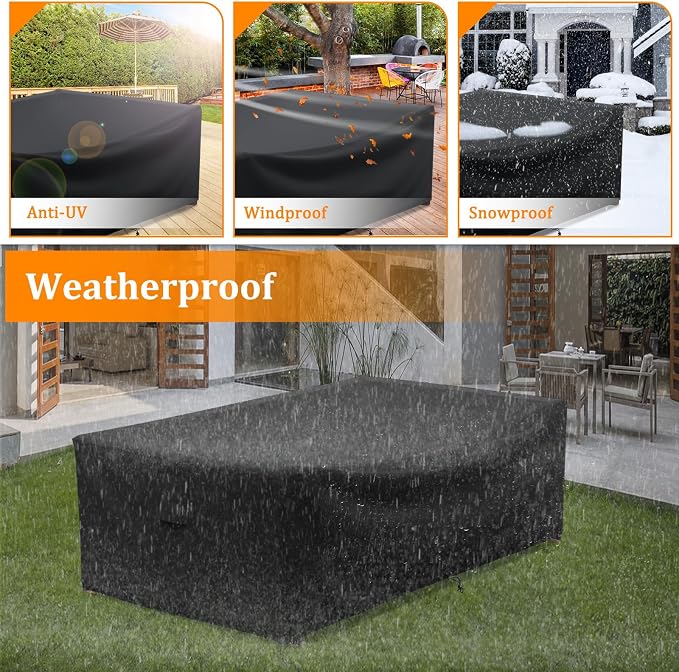 STARTWO Patio Furniture Covers Waterproof for Coffee Table Cover, Heavy Duty Durable Rectangular Outdoor Table Cover Fits up to 48L x 28Wx 13H inches, Black - Image 6