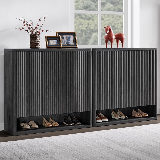SICOTAS Shoe Cabinet 94.4" Wide Freestanding Hidden Shoe Storage Cabinet with 6 Doors & 8 Adjustable Shelves Tall Modern Shoes Rack Organizer Cabinets Storage for Entryway Hallway Living Room Entrance by SICOTAS